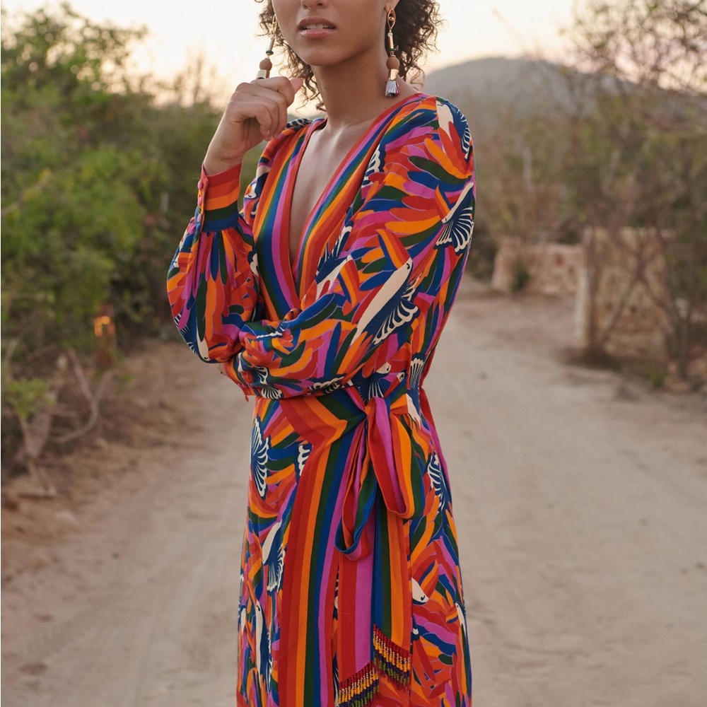 Farm Rio Toucanes Wrap Mini Dress
